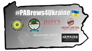 Pennsylvania map showing participating breweries and homebrew clubs